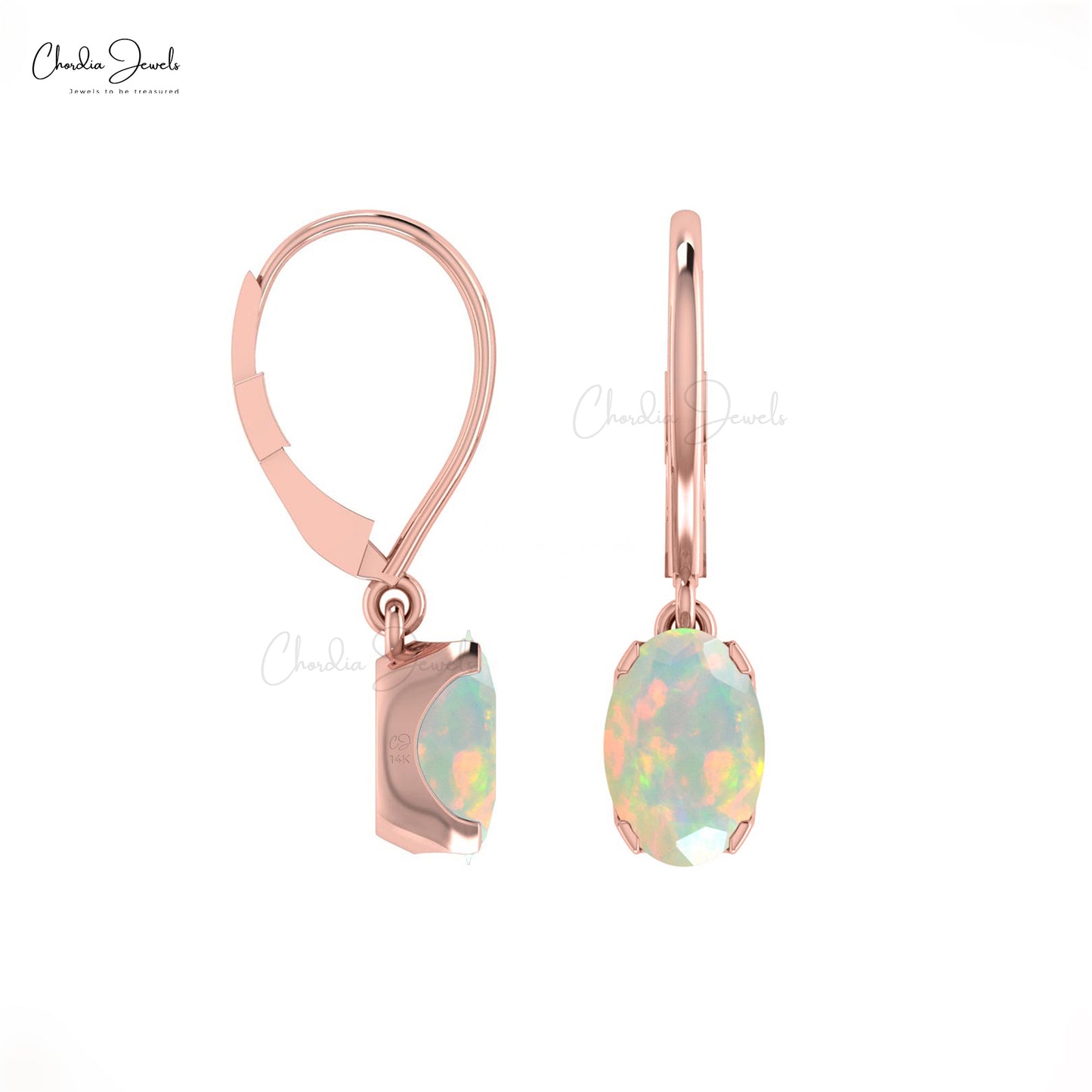 natural opal leverback earrings