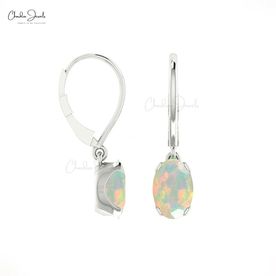 Load image into Gallery viewer, Elegant 14k Real Gold Leverback Earrings Natural 0.56ct Opal Gemstone Dangle Earring
