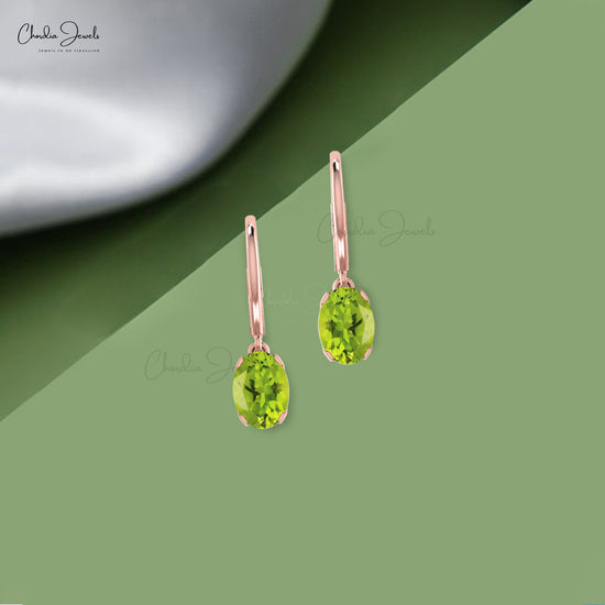 Load image into Gallery viewer, oval peridot leverback earrings
