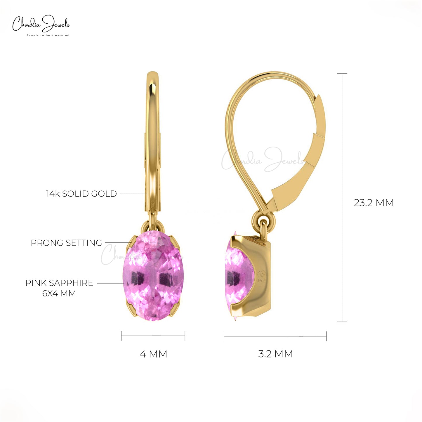 pink sapphire dainty earrings