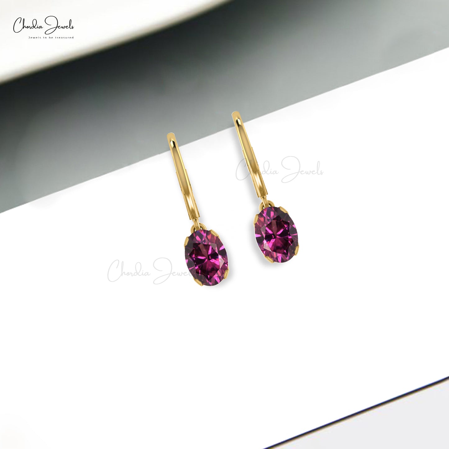 14k gold rhodolite garnet earrings