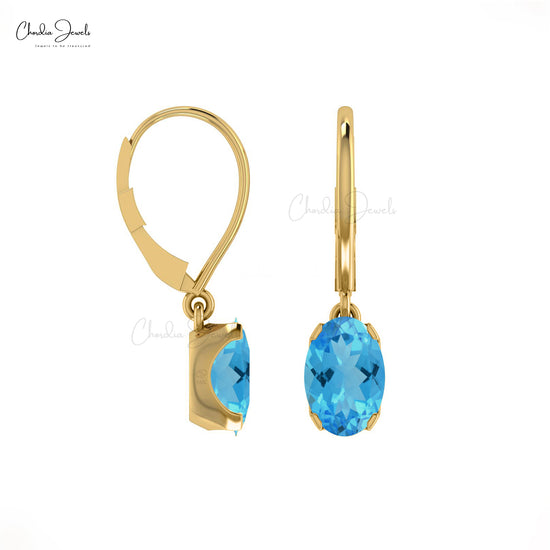 Load image into Gallery viewer, Blue Topaz Dangle Earrings
