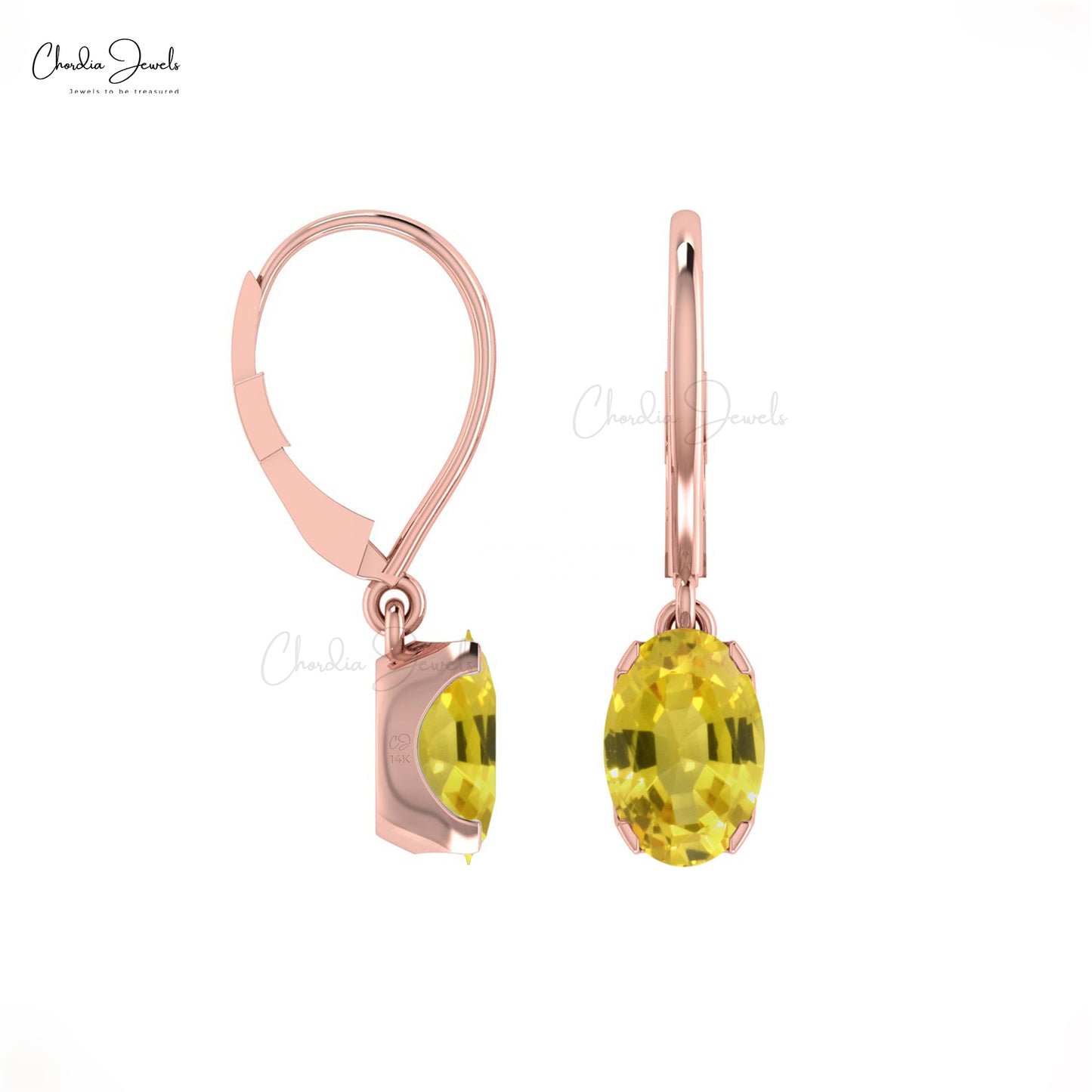 yellow sapphire leverback earrings