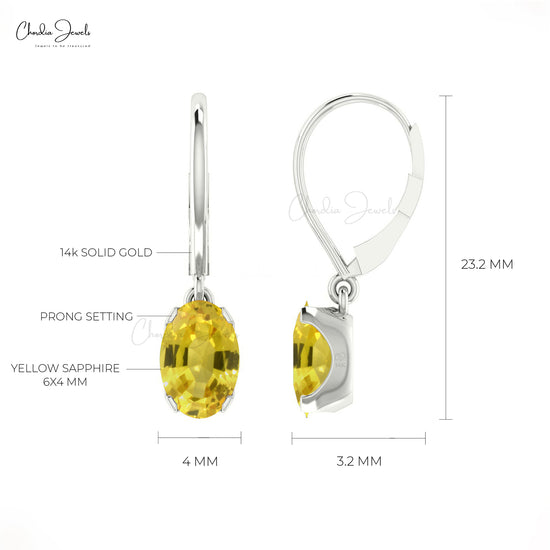 Load image into Gallery viewer, 14k gold yellow sapphire earrings
