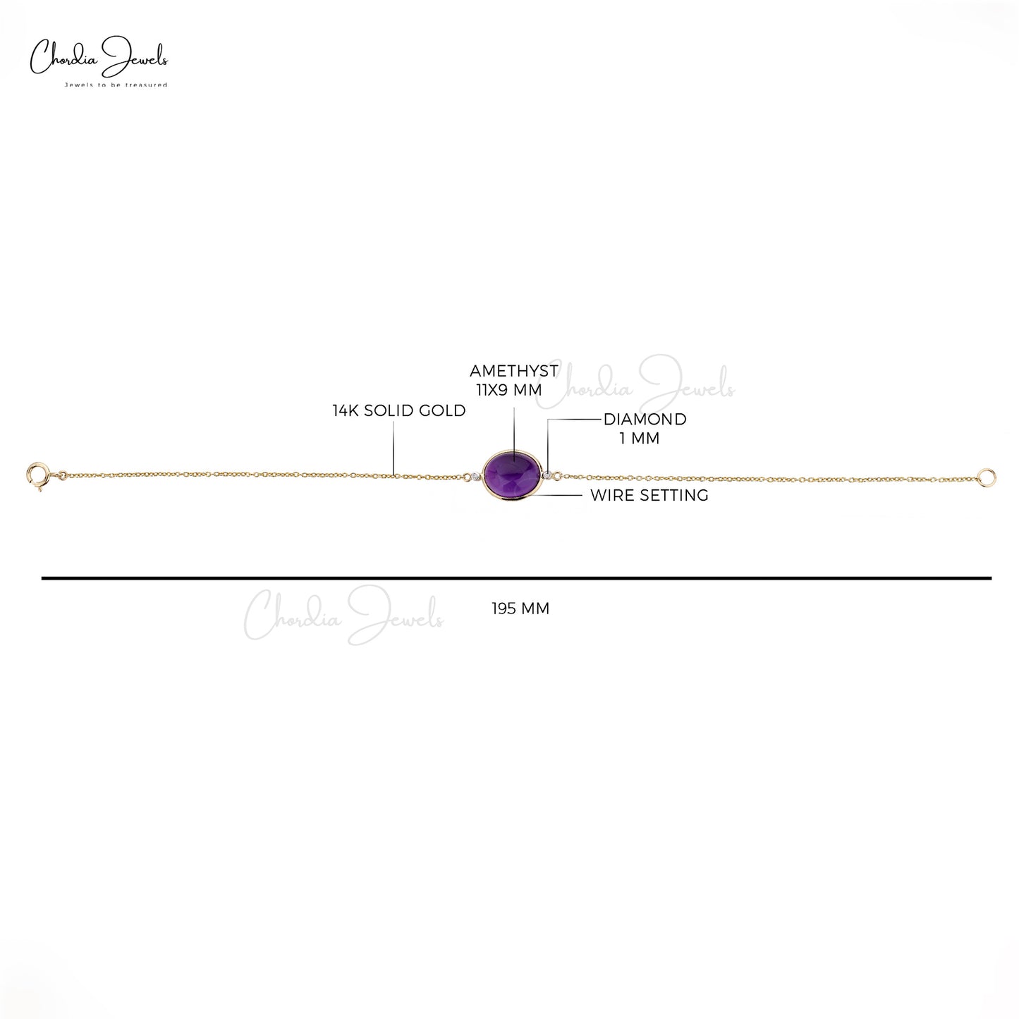 Luxury Fine Jewelry Amethyst Bracelet in Solid 14k Yellow Gold