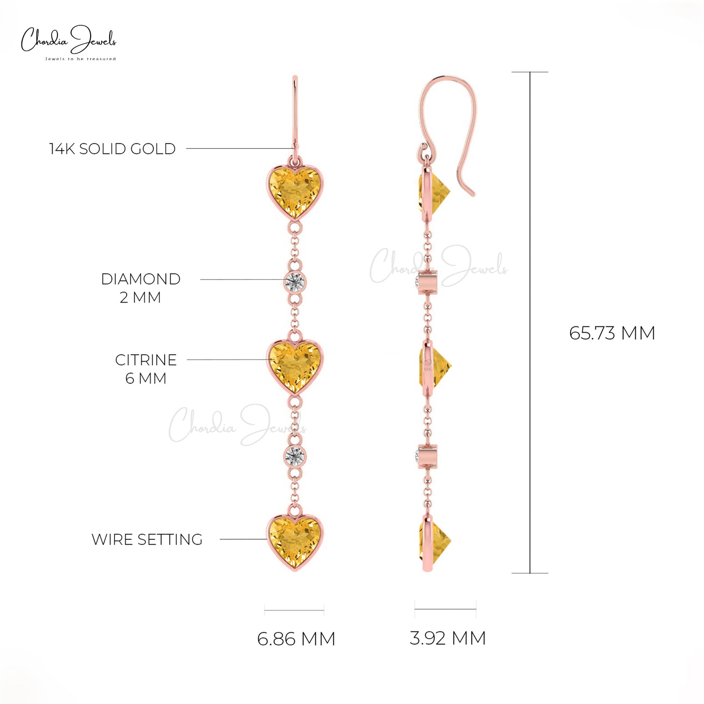 14K GOLD CITRINE LEVERBACK EARRINGS