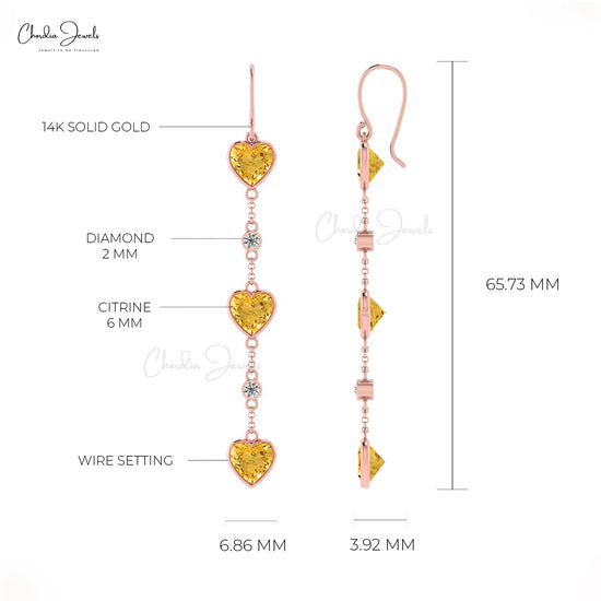 14K GOLD CITRINE LEVERBACK EARRINGS