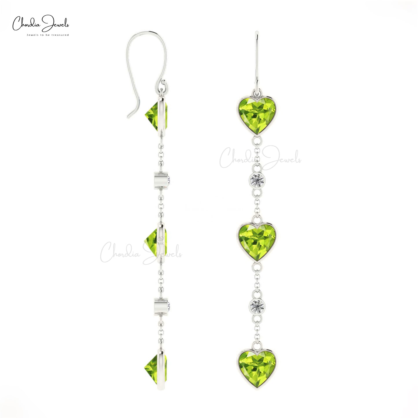 14k solid Gold Natural Peridot Diamond set Earring