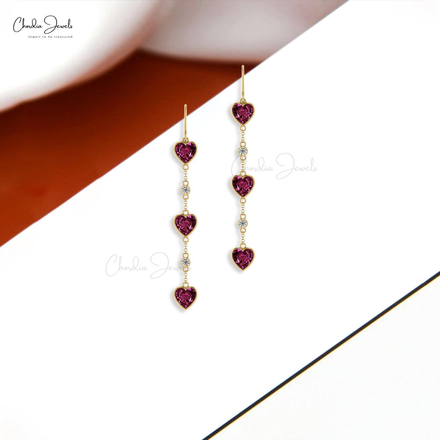 14k gold rhodolite garnet earrings