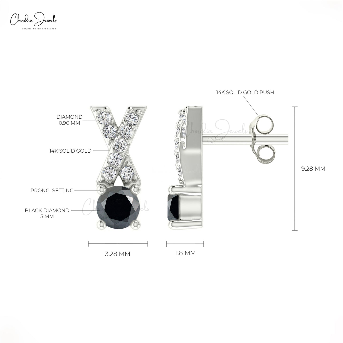 RARE PRINCE by CARAT SUTRA  Round Black Enamel  Diamond Stud Earring   caratsutra