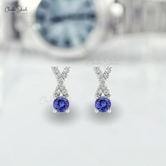 Load image into Gallery viewer, tanzanite criss-cross earrings
