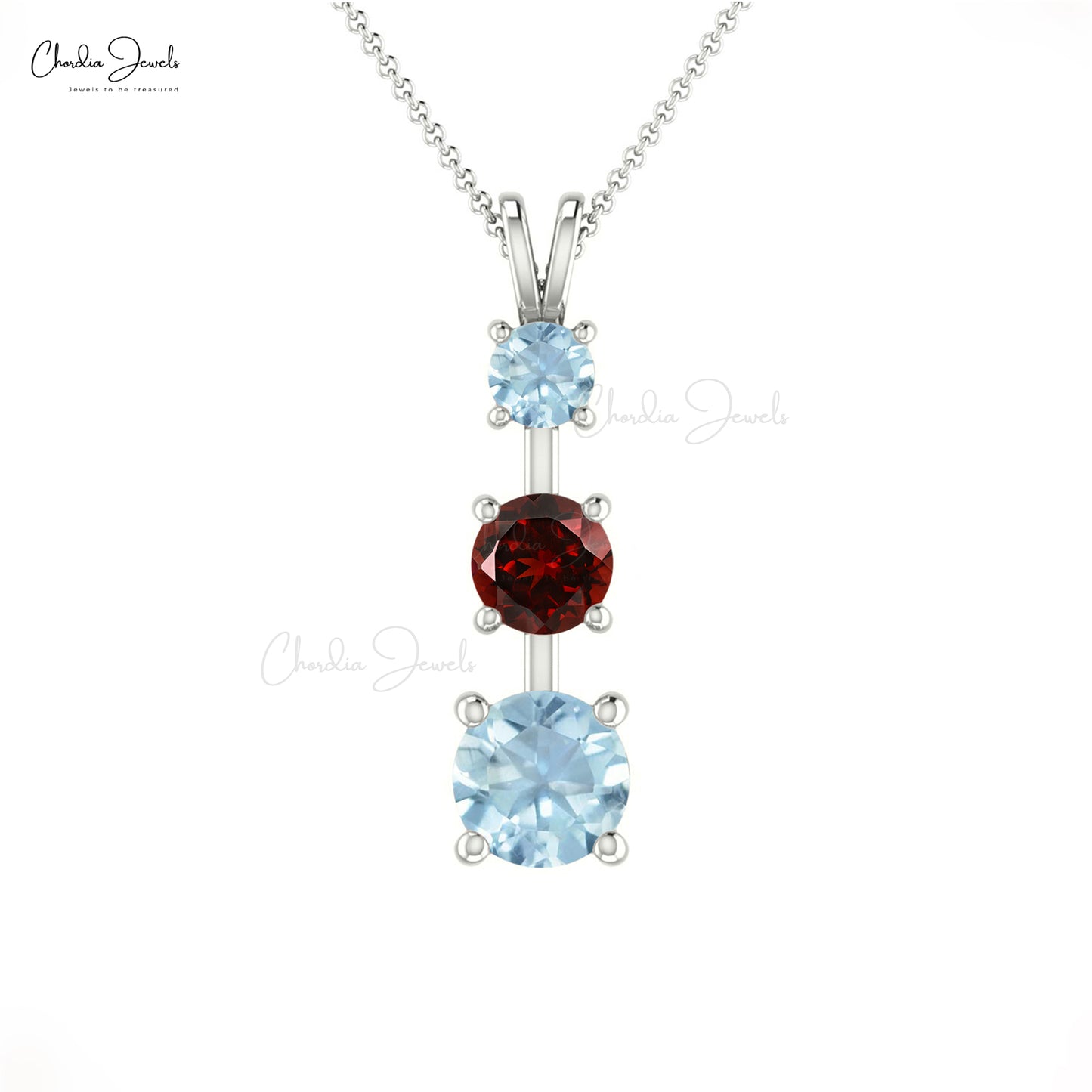 Garnet and aquamarine necklace sale