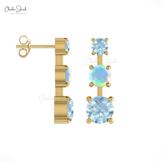 Trilogy Earrings In 14k Solid Gold