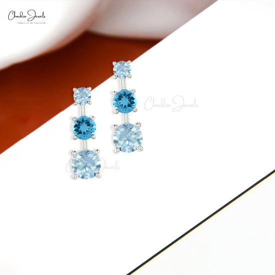 Load image into Gallery viewer, aquamarine and topaz earrings
