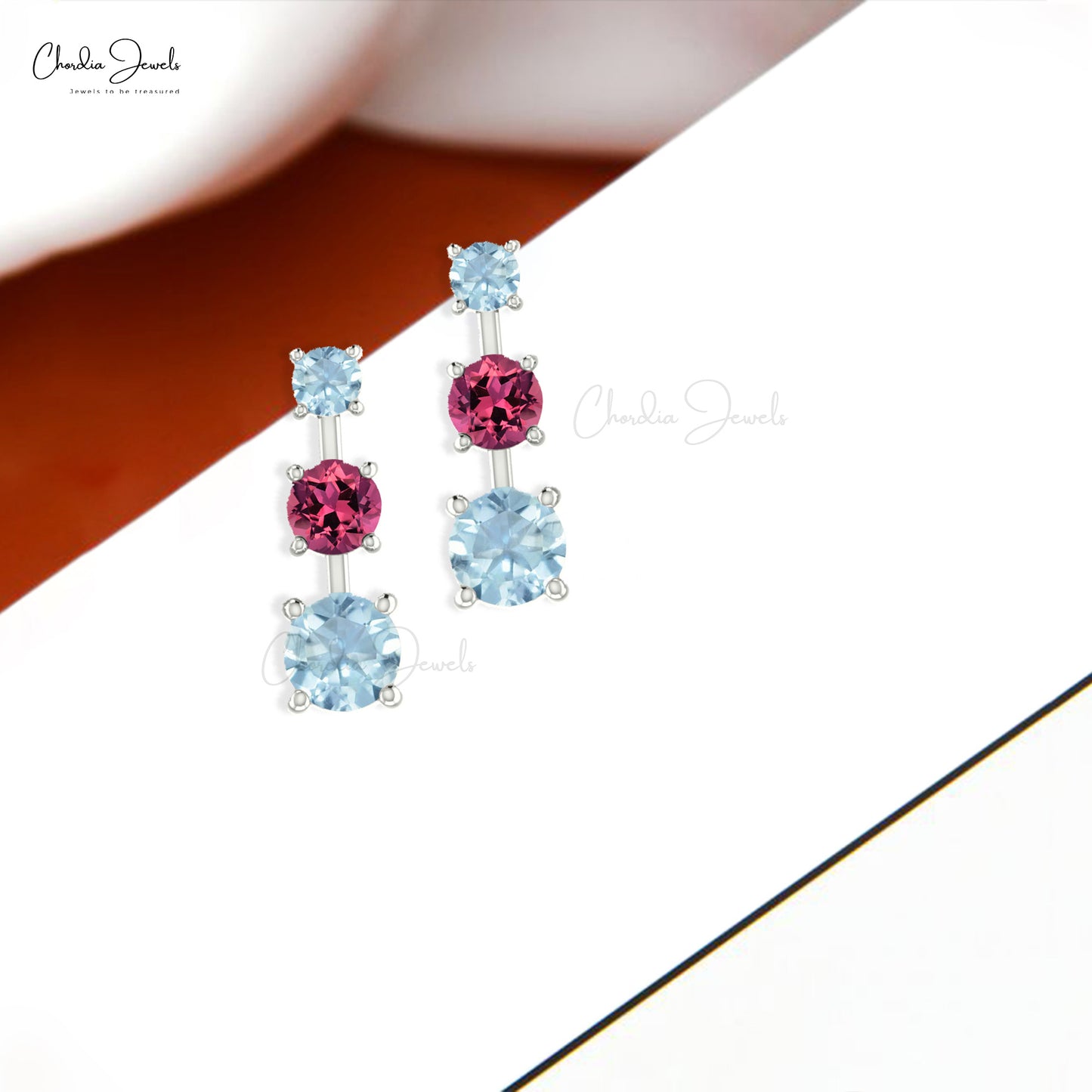 Genuine Pink Tourmaline Prong Set Earrings 4mm Round Cut Gemstone Earrings 14k Solid Gold Studs For Her