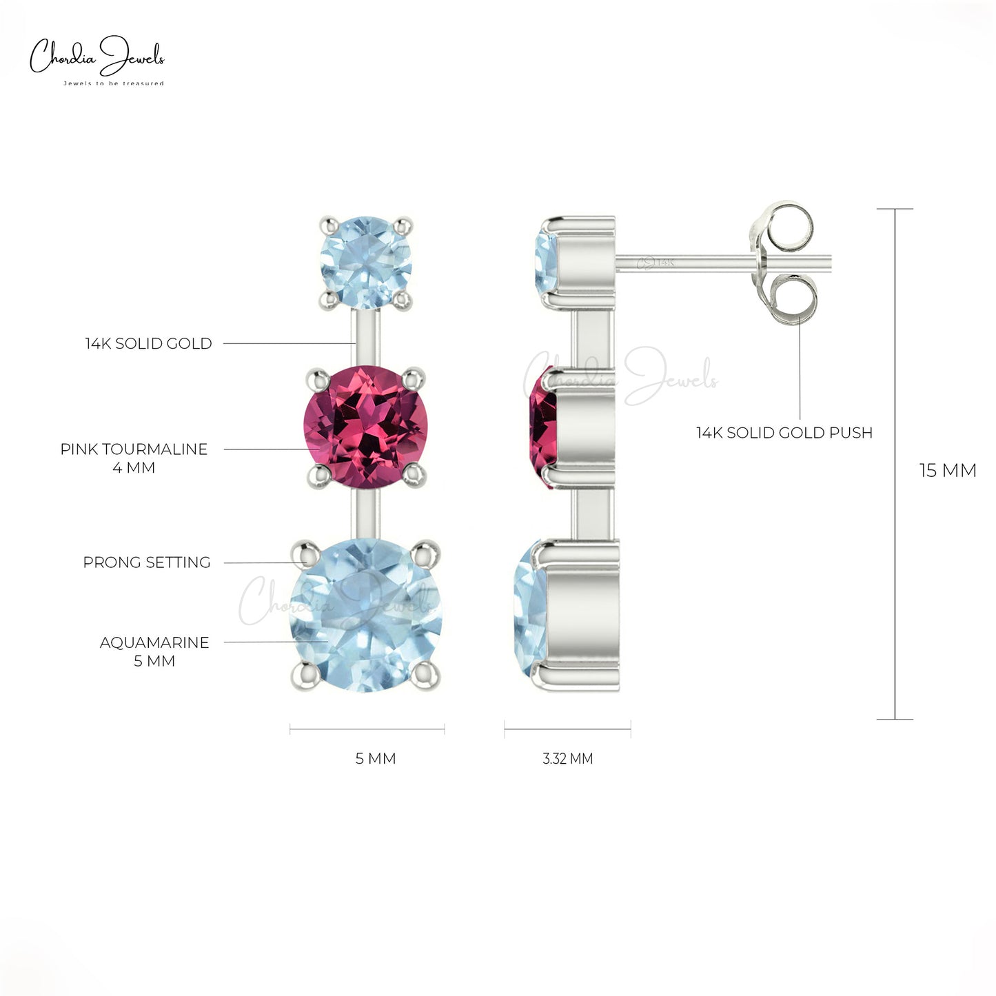 14k Gold Stud Earrings For Her