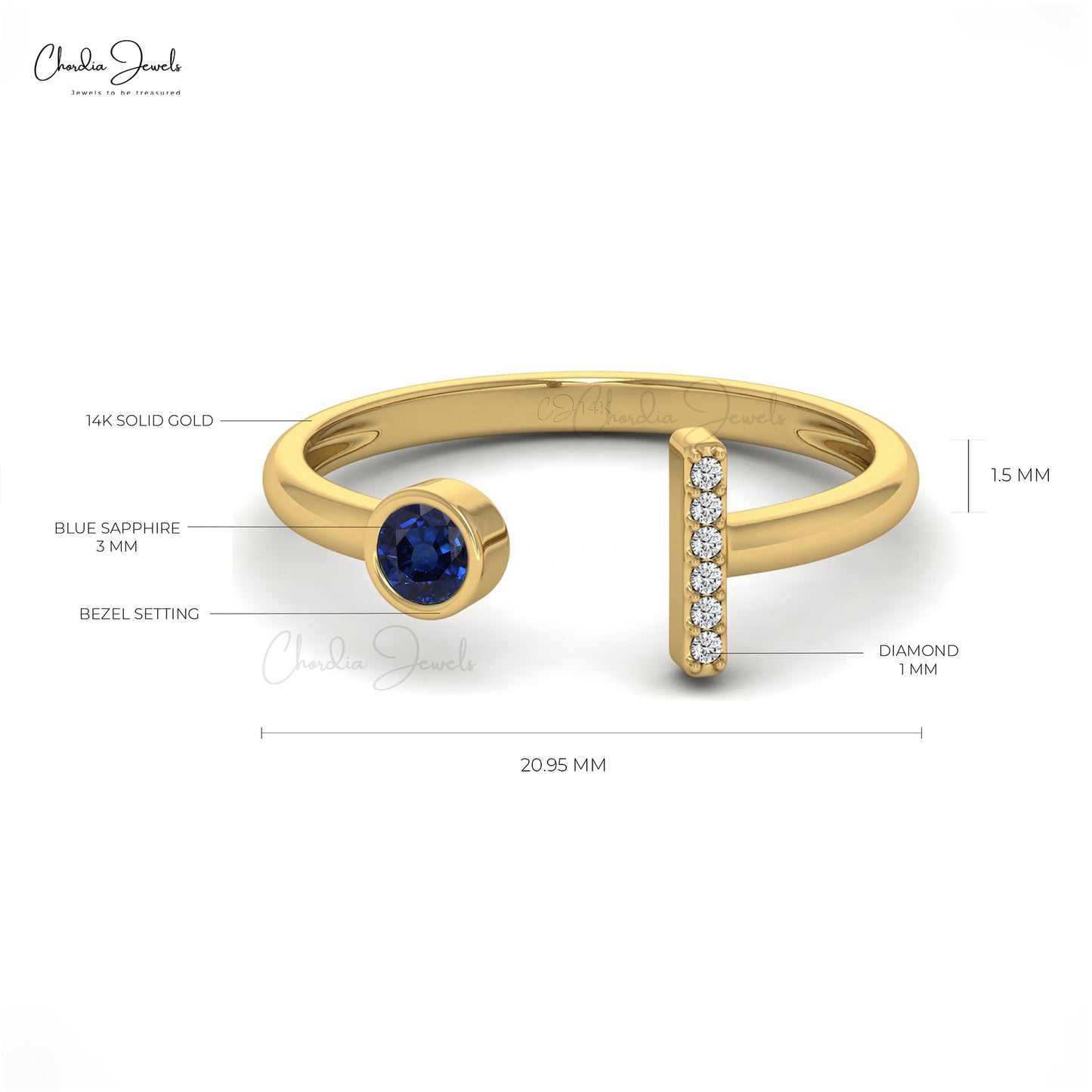 Genuine Blue Sapphire Ring 14k Real Gold Certified Diamond Engagement Ring 3mm Round Cut Gemstone Ring For Gift