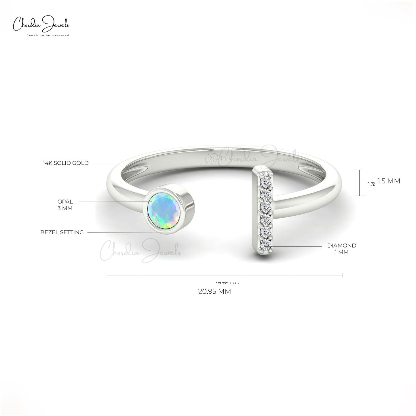 Elegant Ethiopian Opal Minimalist Ring 3mm Round Gemstone Bezel Set Ring Genuine 14k Solid Gold G-H Diamond Ring For Engagement