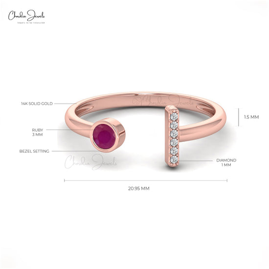 Brilliant Round Cut 3mm Genuine Ruby Ring 14k Solid Gold Split Shank Ring For Wedding