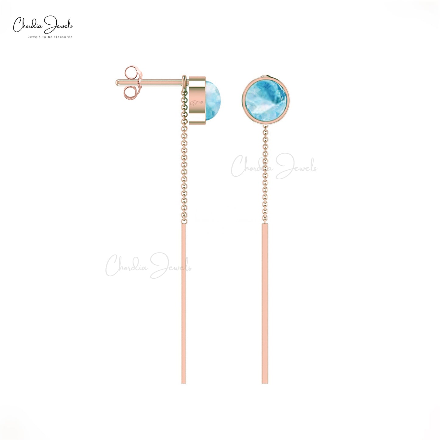 Load image into Gallery viewer, aquamarine threader earrings
