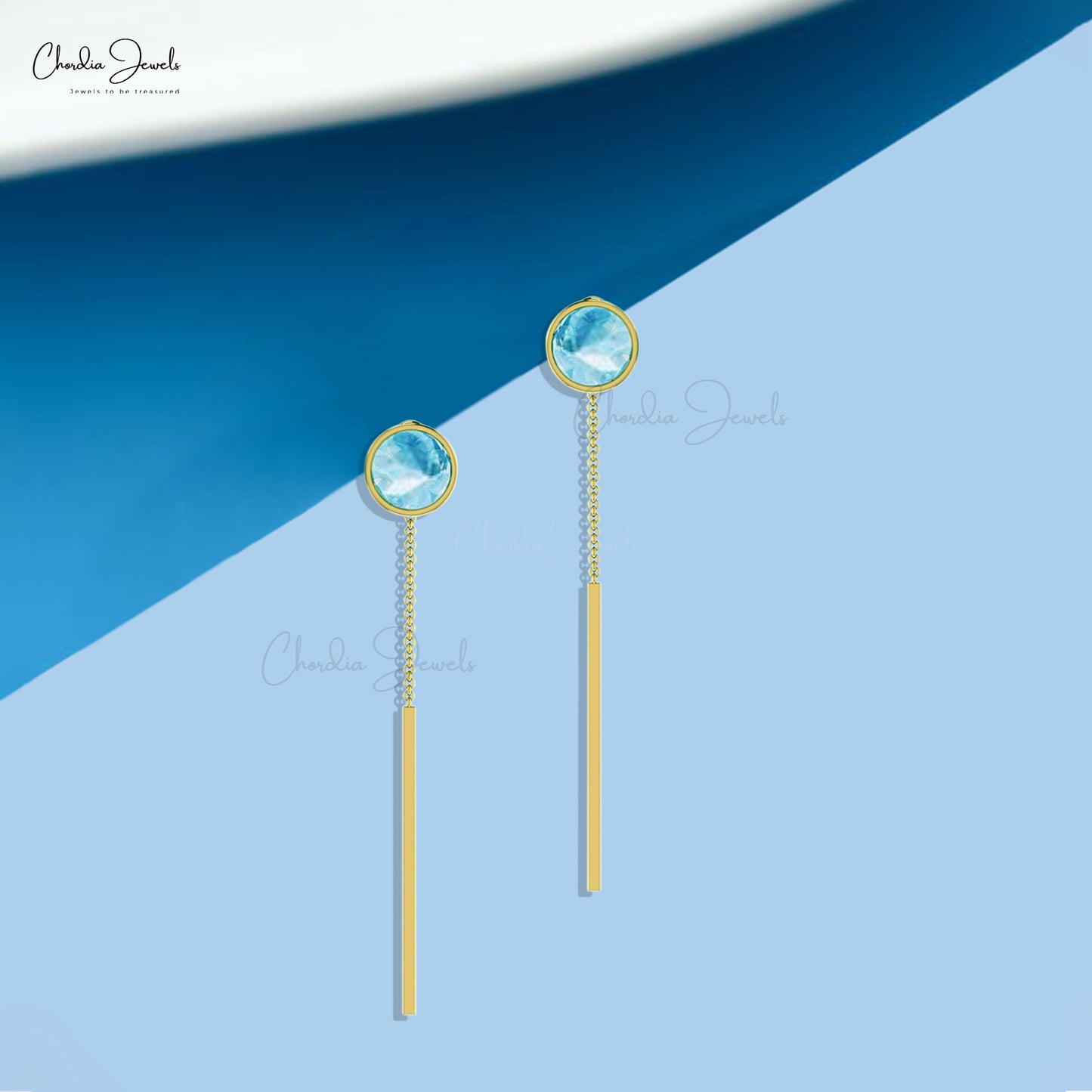 Load image into Gallery viewer, luster aquamarine dainty earrings
