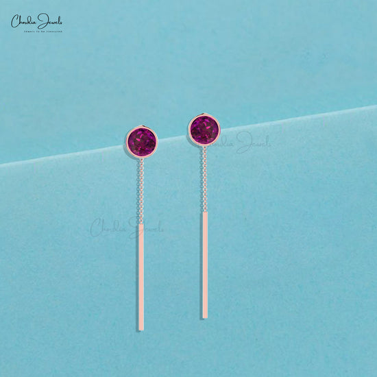 Rhodolite garnet minimalist earrings