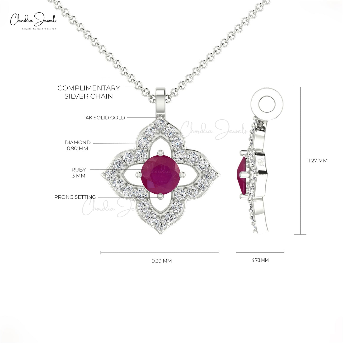 Buy Ruby Floral Pendant