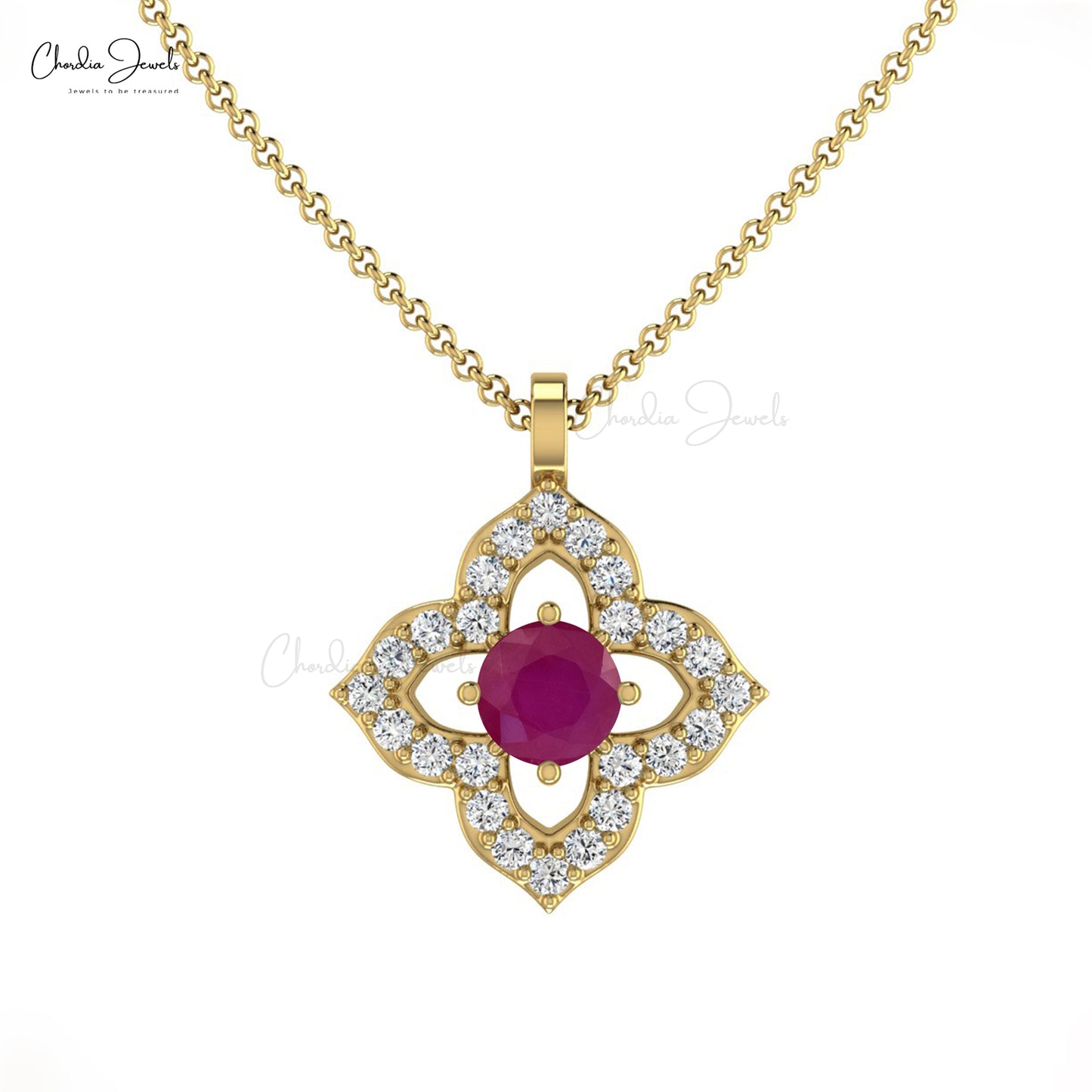 Buy Ruby Floral Pendant