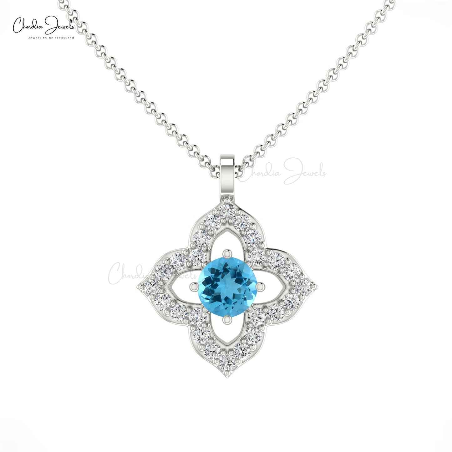 Buy Blue Topaz Floral Pendant