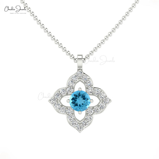 Buy Blue Topaz Floral Pendant