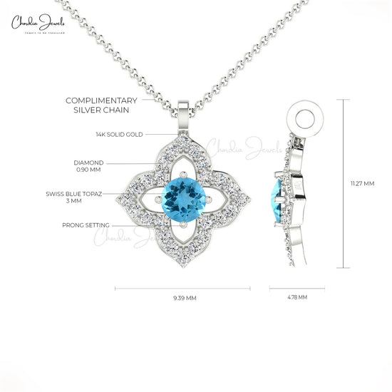 Load image into Gallery viewer, Buy Blue Topaz Floral Pendant
