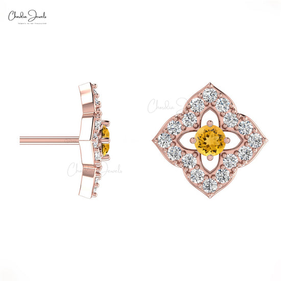 Load image into Gallery viewer, citrine floral studs
