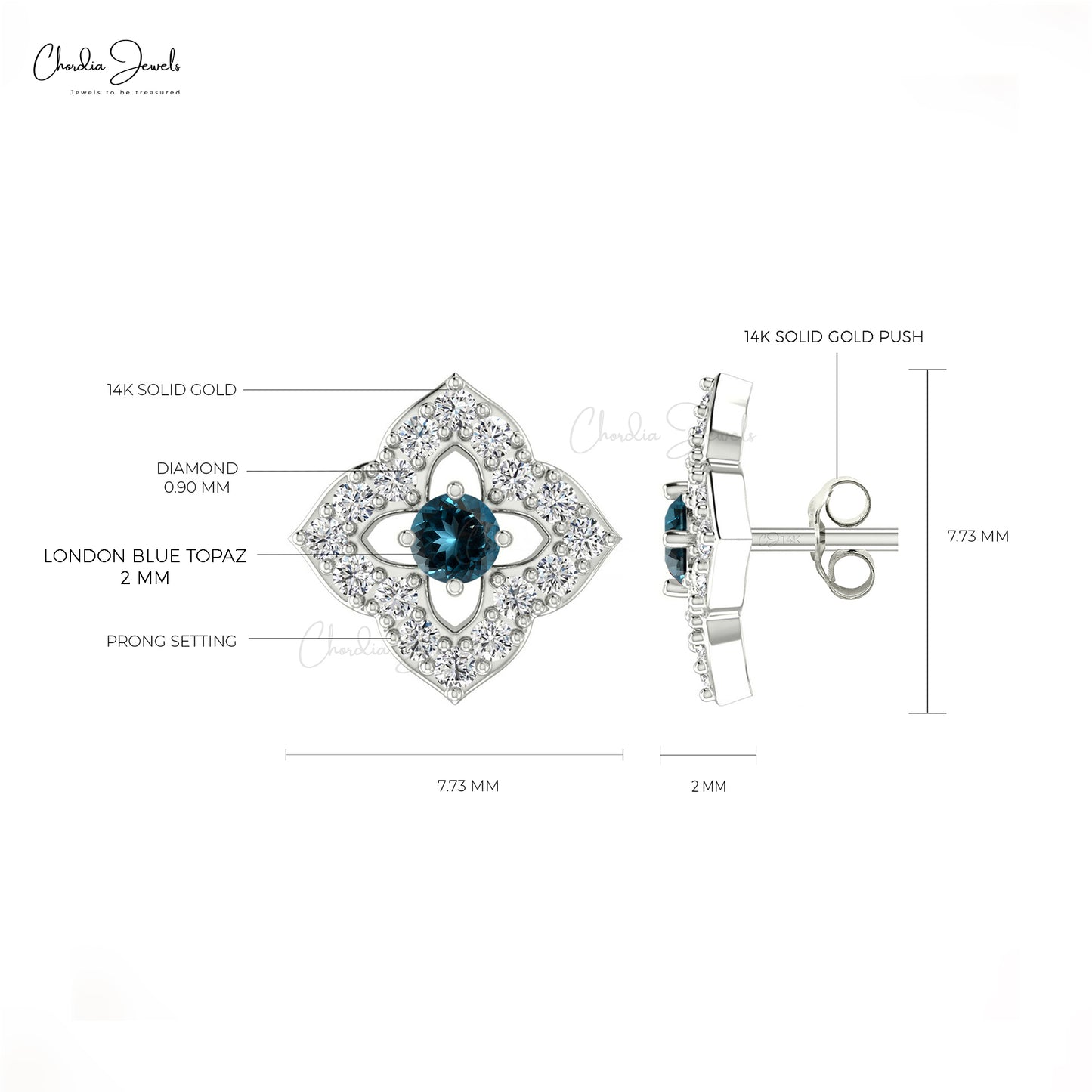 london topaz floral studs