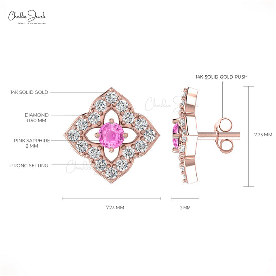 Load image into Gallery viewer, pink sapphire and diamond EARRINGS
