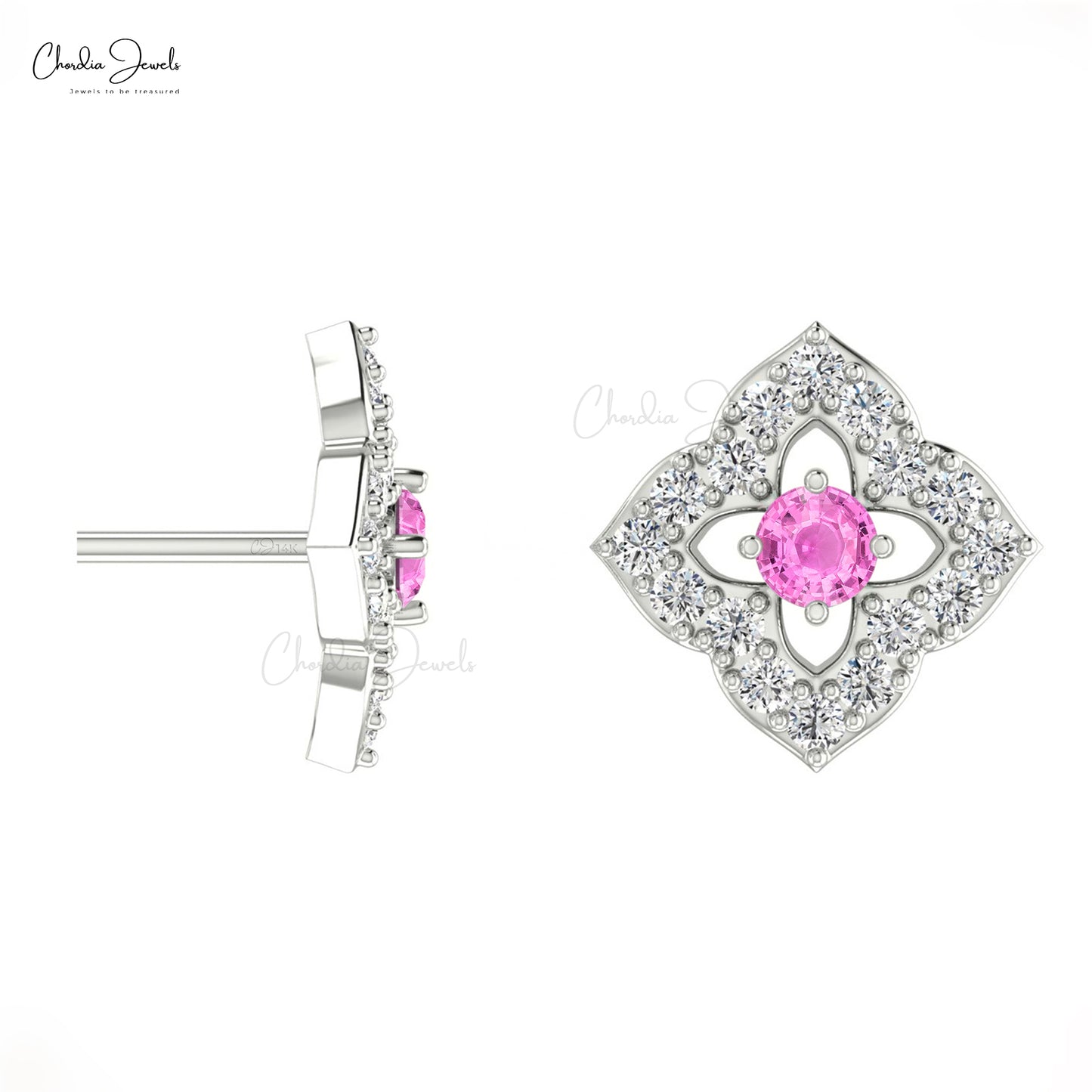 Pink Sapphire Stud Earrings