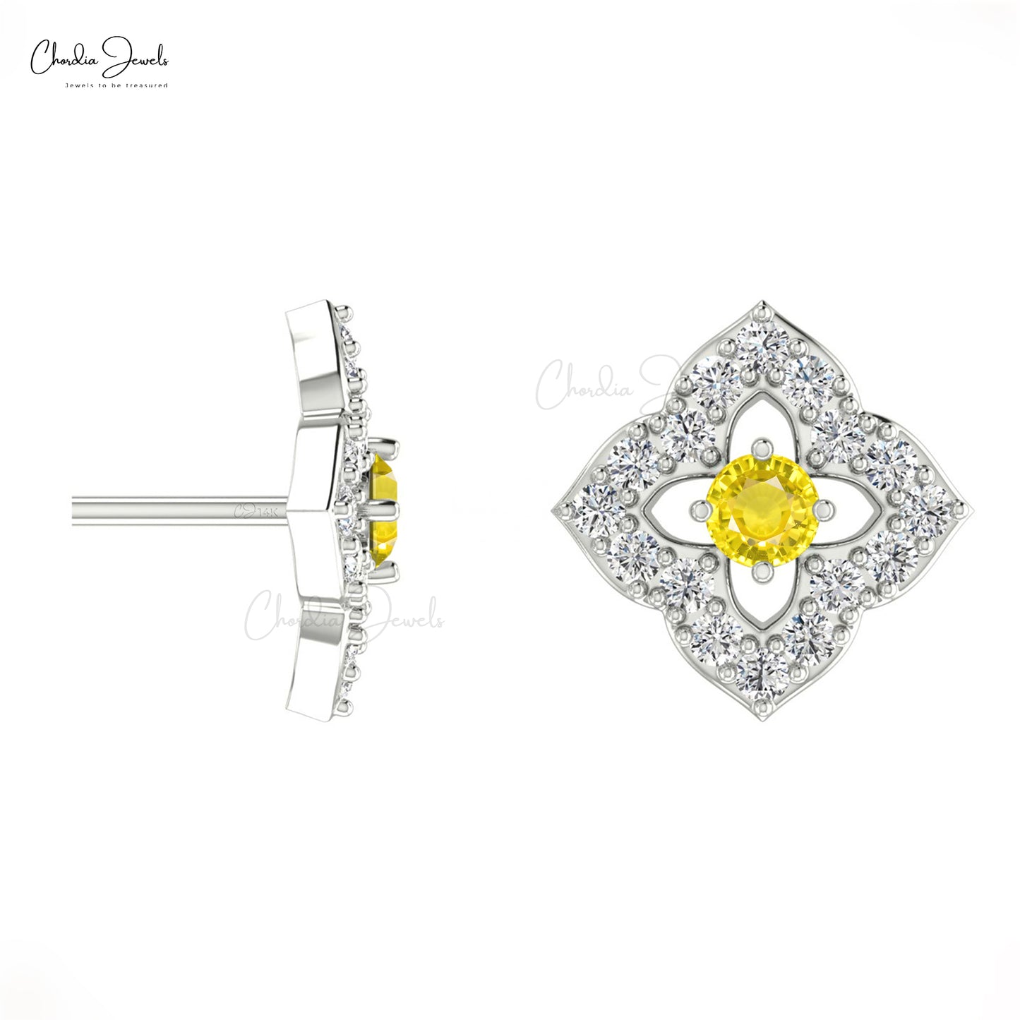 Natural Yellow Sapphire Studs 
