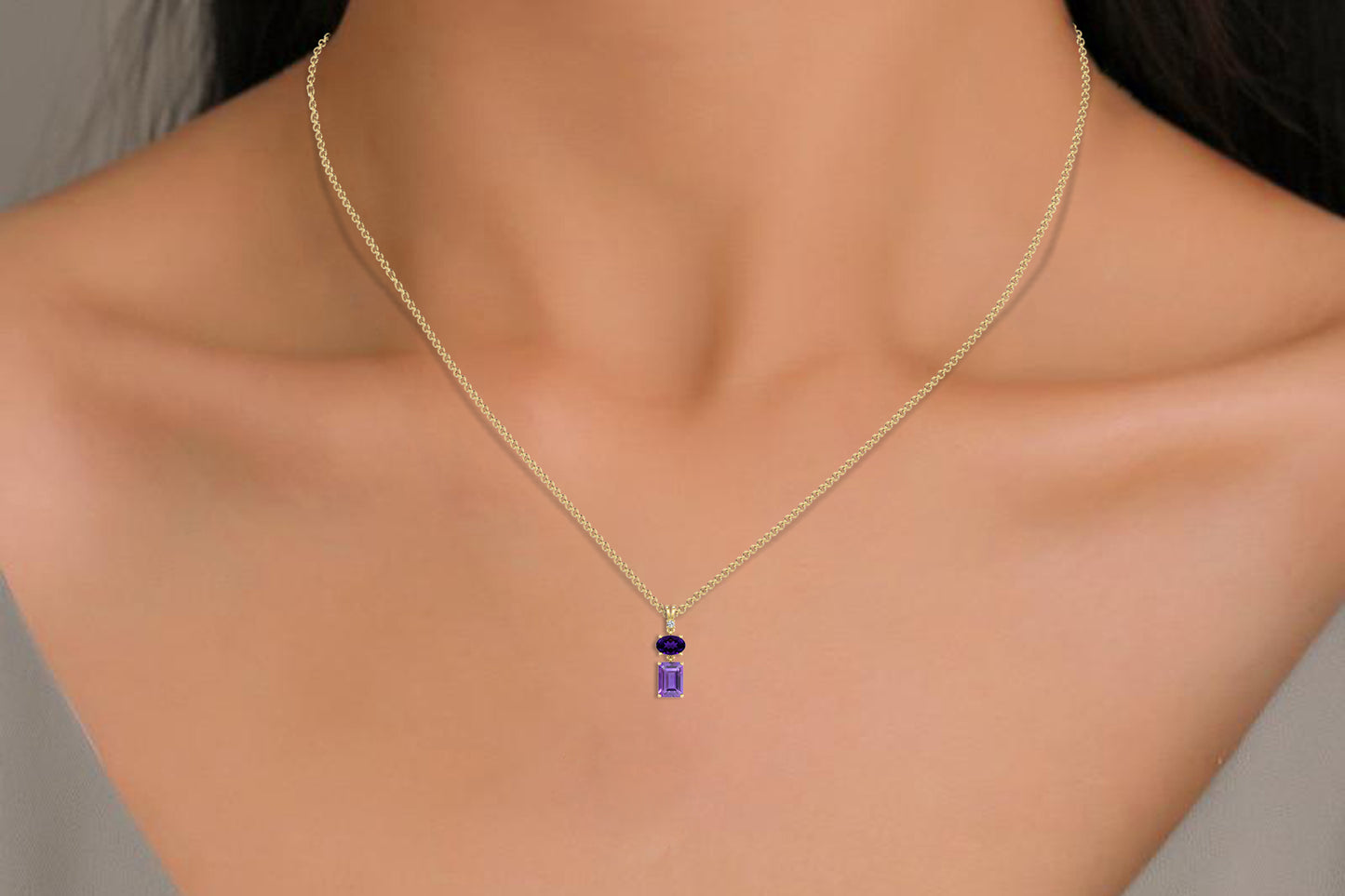 Buy Amethyst & Diamond Pendant