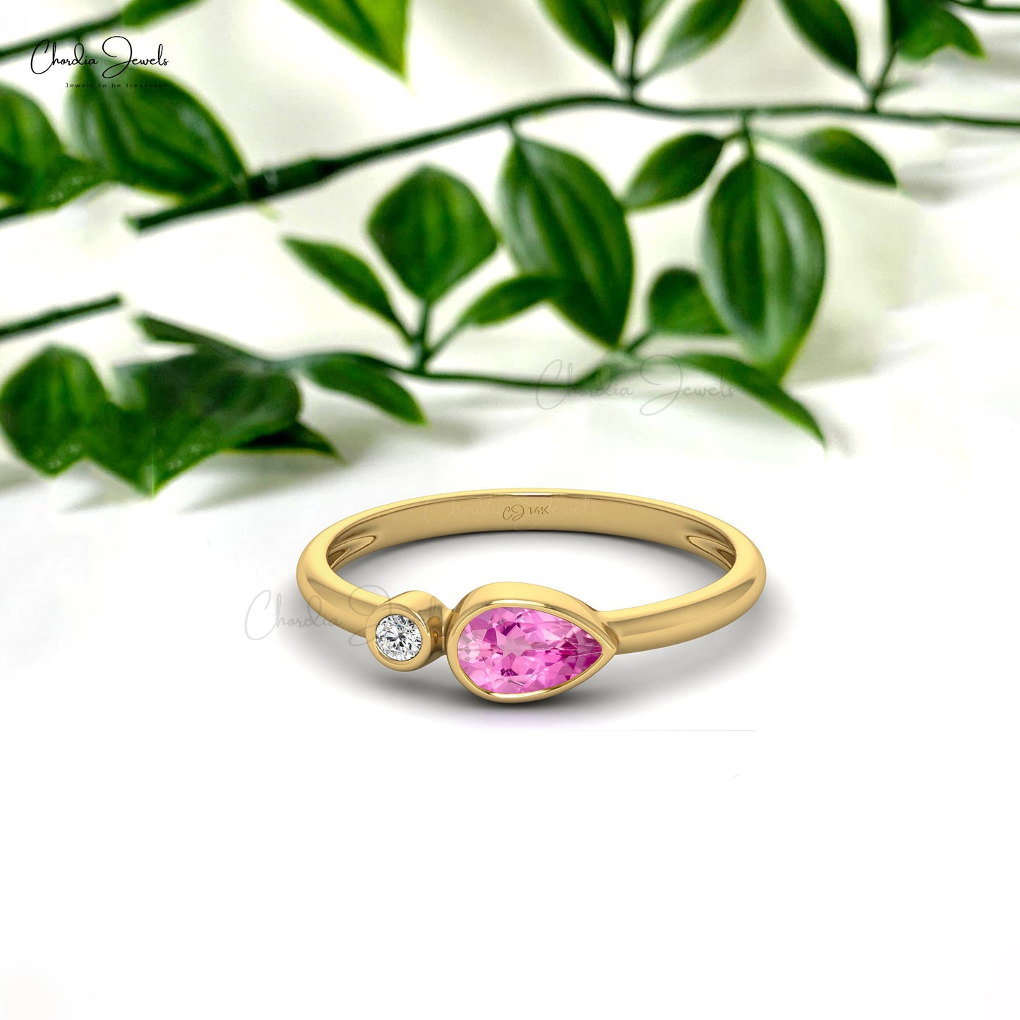 AAA Pink Sapphire Dainty Promise Ring 6x4mm Pear Cut Natural Gemstone Fine Jewelry 14k Real Gold Handmade Fine Jewelry