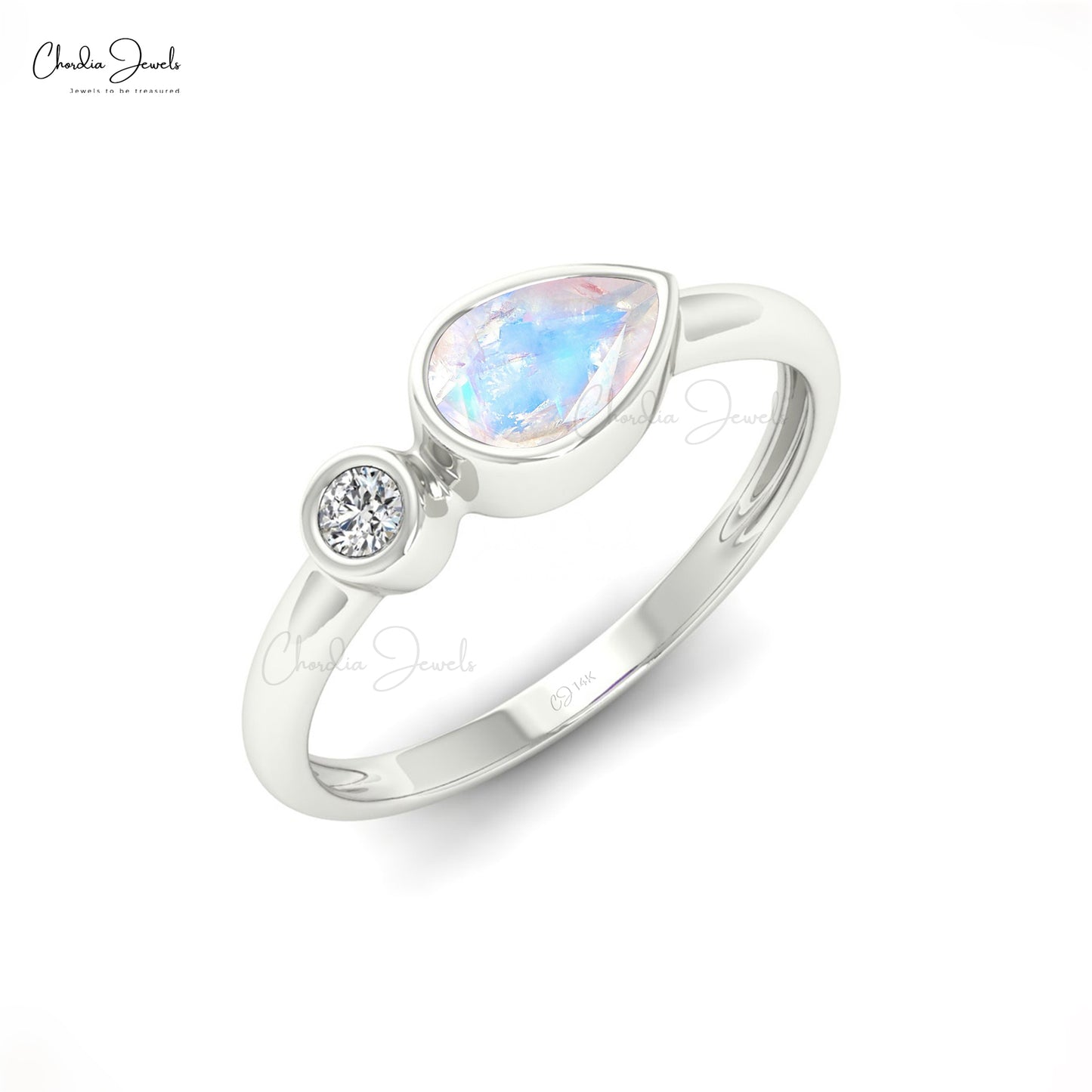 White Gold Moonstone & Diamond Ring - 18k Oval Cabochon 2.63ctw - Wilson  Brothers Jewelry
