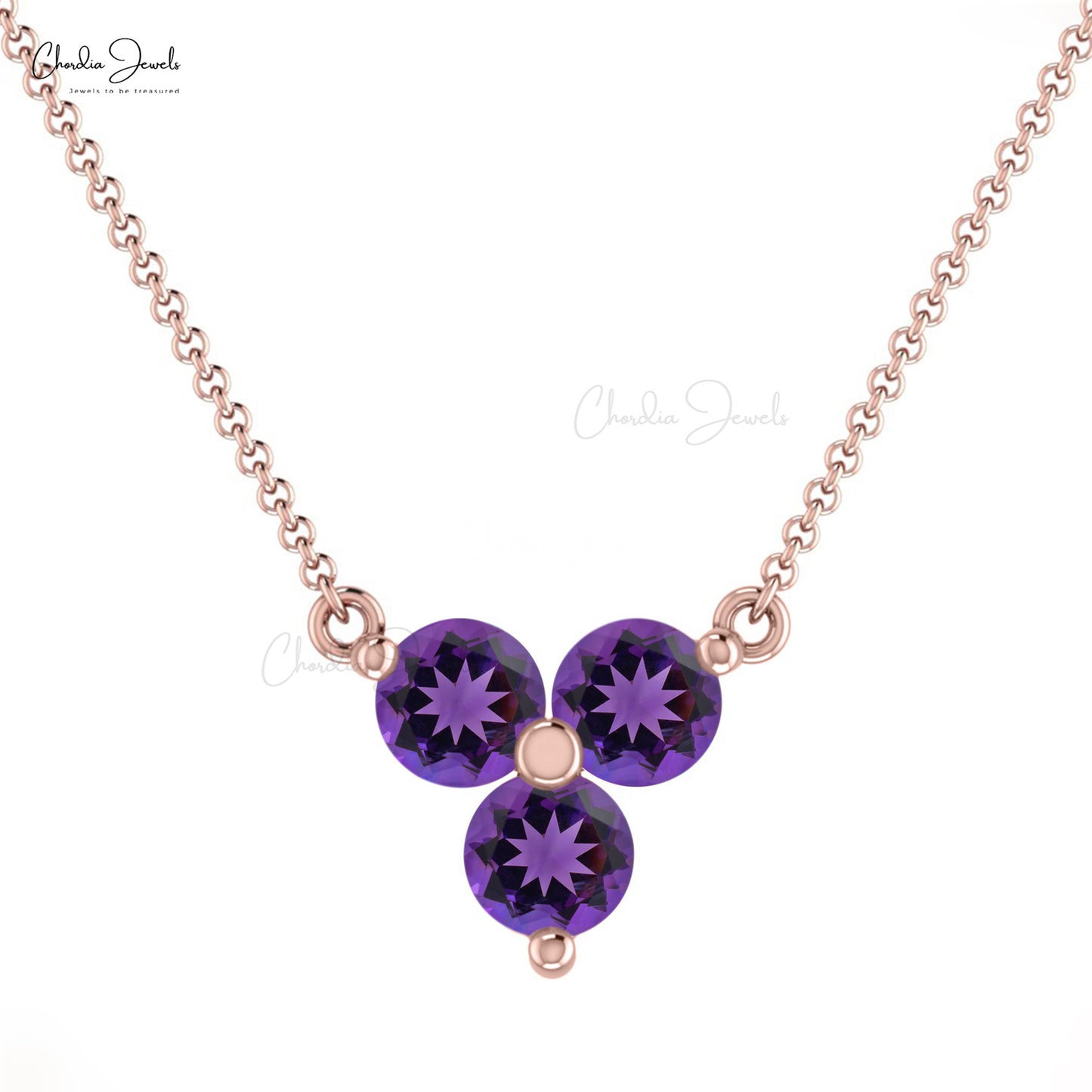 February Birthstone Necklace in Rose Gold & Amethyst - Eliza Wills Jewellery