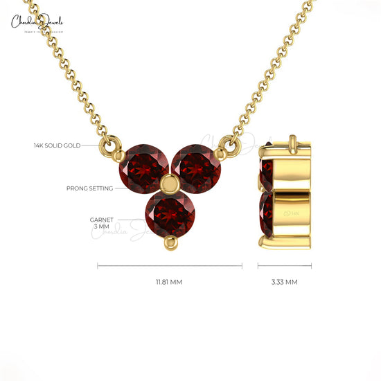 Red Garnet Minimalist Necklace For Surprise Gift 14k Real Gold Dainty Necklace 3mm Round Cut Natural Gemstone Necklace Jewelry For Her