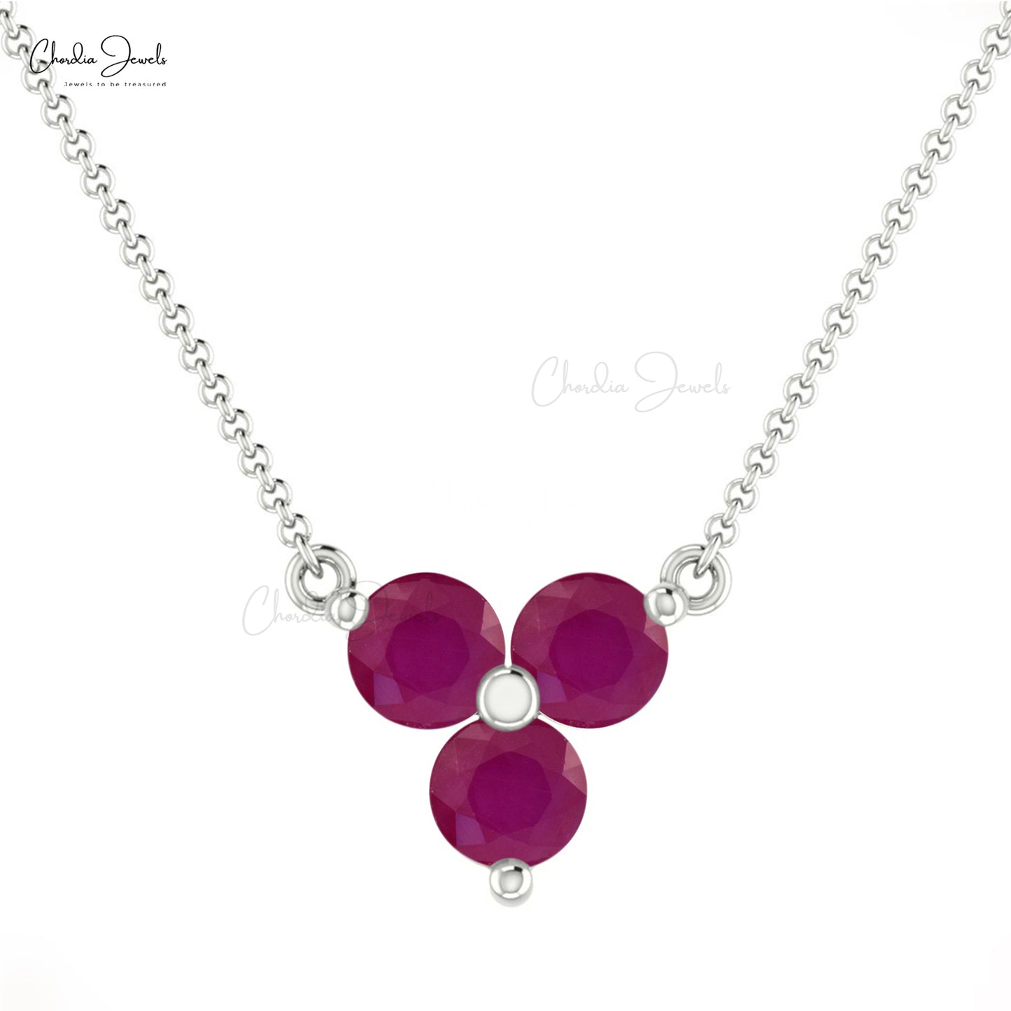 Buy Ruby 3 Stone Chain Necklace in 14k Real Gold Chordia Jewels