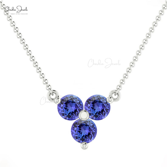 Natural Tanzanite 3-Stone Necklace