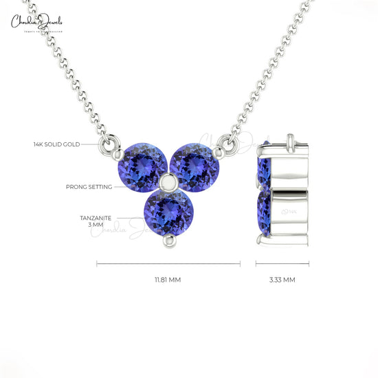 Natural Tanzanite 3-Stone Necklace