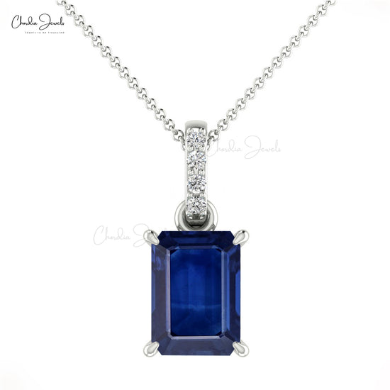 0.90 ctw 14K Halo Setting Emerald Cut Lab Grown Diamond Necklace - Tay –  FERKOS FJ