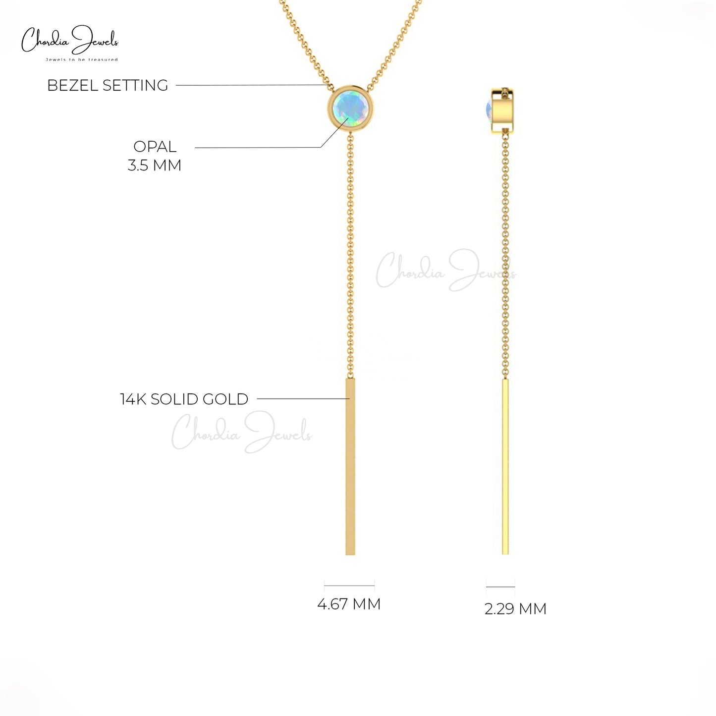 14K Gold Y Drop Necklace