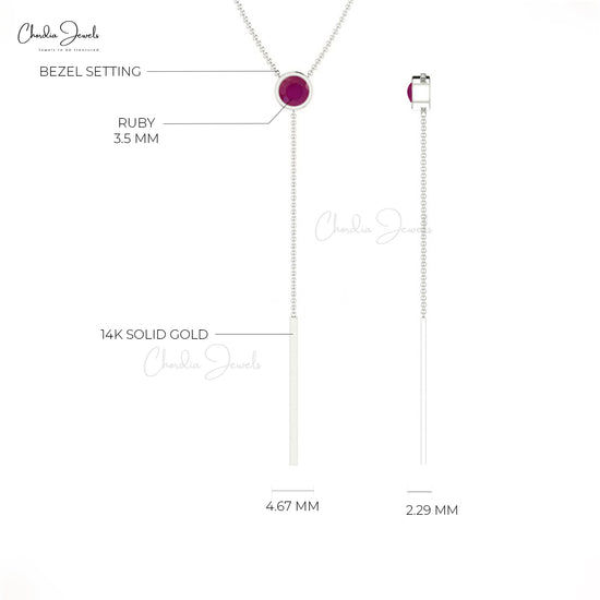 Bezel Set Y Shape Necklace