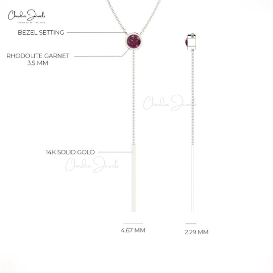 Real Rhodolite Garnet Lariat Necklace