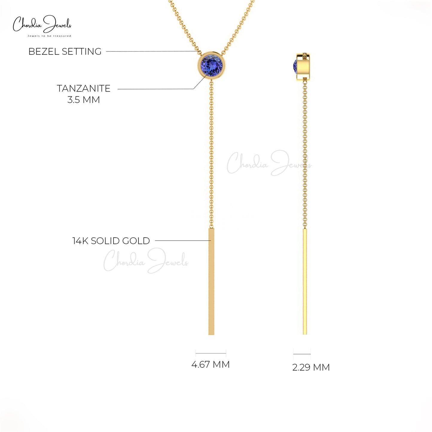 Blue Tanzanite Lariat Necklace