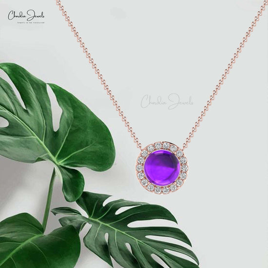 February Amethyst Birthstone with Yellow Gold and Diamond Necklace – Meira  T Boutique